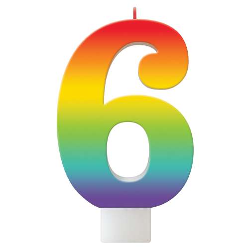 Rainbow Number Candle - No 6 - Click Image to Close